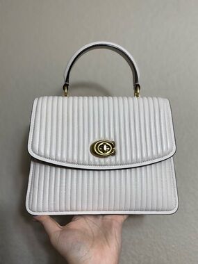 Coach Parker Quilted Chalk Top-Handle Bag in Chalk with Gold Hardware